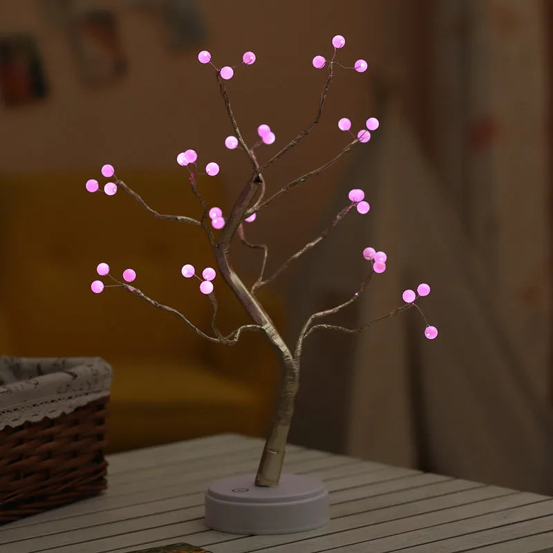 LED Night Light Mini Tree Copper Wire Garland Lamp For Home Bedroom Decor