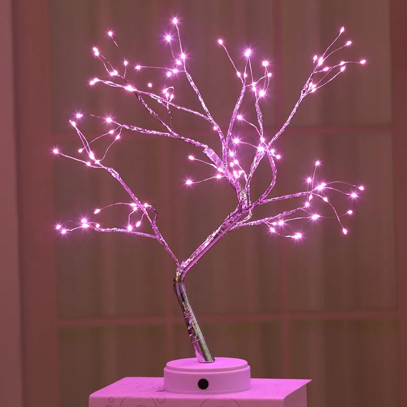 LED Night Light Mini Tree Copper Wire Garland Lamp For Home Bedroom Decor